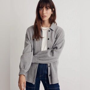 Madewell Heather Gray Button-Up Shirt Jacket